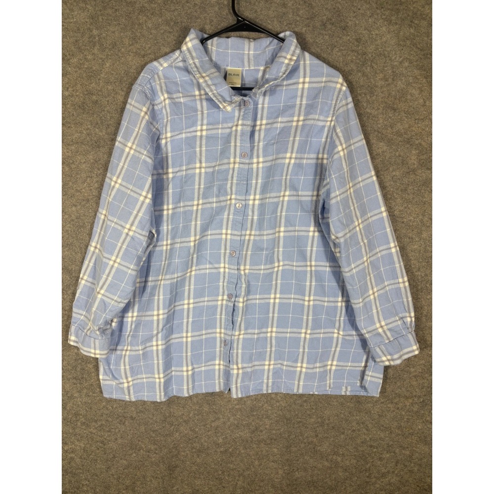 Blair Blue Plaid Long Sleeve Button Up Shirt Top‎ 3XL